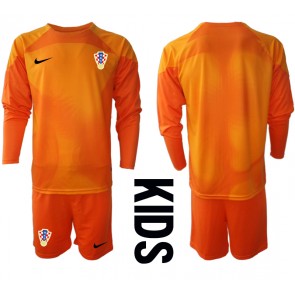 Maillot de foot Croatie Gardien de but Extérieur enfant Monde 2022 Manche Longue (+ pantalon court)